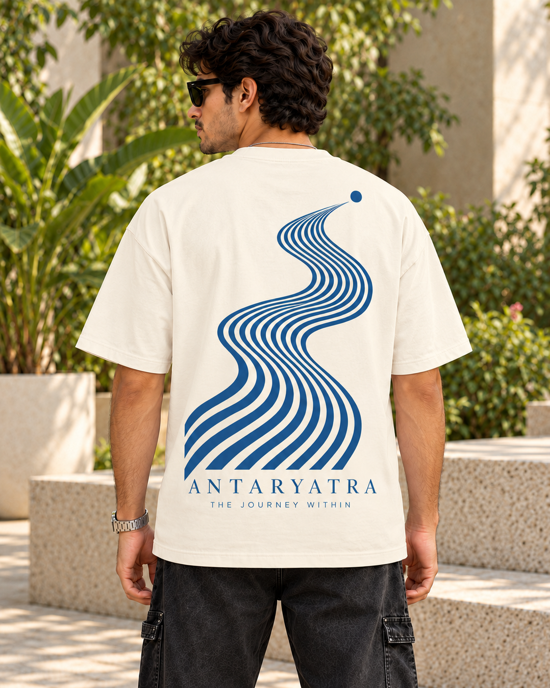 Antaryatra Offwhite oversized T-shirt, back view