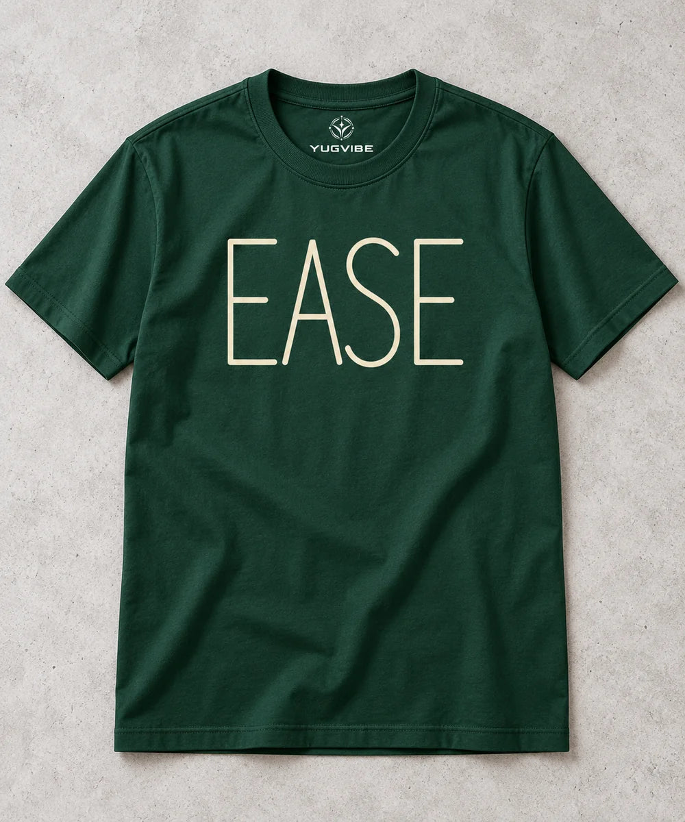 Sahaj — Ease | 180 GSM Regular Fit T-Shirt — Bottle Green · Front mockup