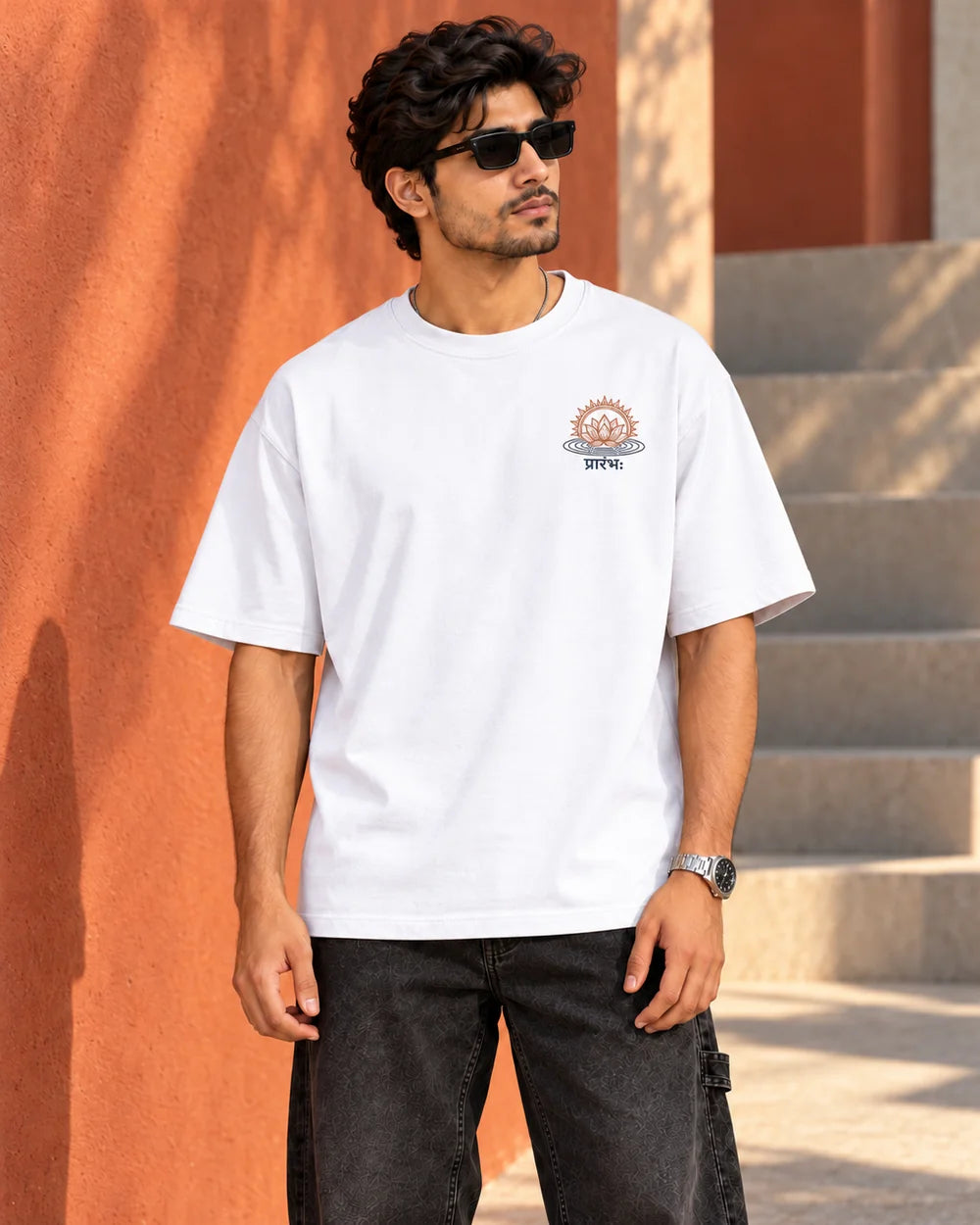 The End is the Beginning | 220 GSM Oversized T-shirt — White · Front view